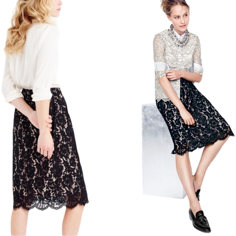 J. Crew Contrast Floral Lace Skirt Size 6